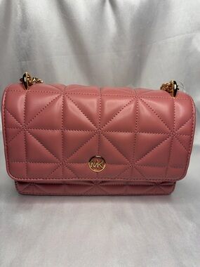 Michael Kors Dusty Rose Quilted Shoulder Bag with Gold Hardware